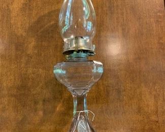 Clear glass oil lamp. 