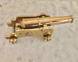 $75 Miniature metal cannon.  8.5" W, 4" H. 
