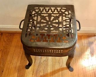 $150 Vintage, iron fire place trivet 14" W, 12.5" D, 13.5" H. 
