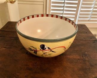 $20 Lenox bowl: "Winter Greetings".   11" diam, 6" H. 