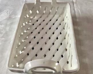 $30 White ceramic woven serving tray.  13" W, 8" D, 5" H. 