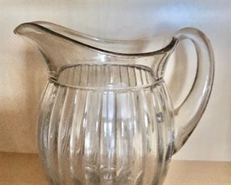 $30 Vintage glass pitcher.  7" H.  Heavy!