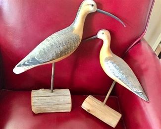 Hand carved and painted wood folk art birds.