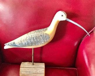 $125 Signed (H.V. Shourdes), hand carved and painted wood folk art bird.  15" W, 14.5" H.  View 1