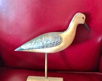 $75  Signed (H.V. Shourdes), hand carved and painted wood folk art bird. 11" W x 11" H