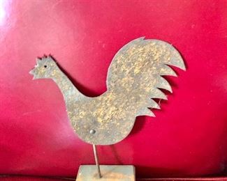 $50 Metal folk art bird.  7.5" W, 9.5" H. 