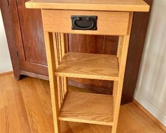 $125 Arts and Crafts style side table.  16" W, 14" D, 30" H.   