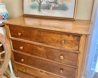 $250 Antique, four-drawer chest.  39" W, 17" D, 34.5" H.   