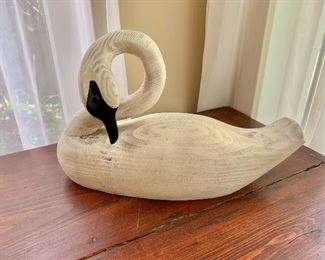$95 Carved wood swan.  14.5" W, 5.5" D, 9" H. 