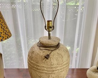 $75 Pottery lamp.  11" diam, 26" H. 