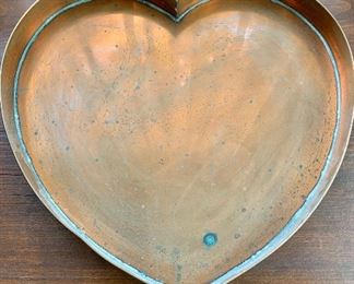 $50 Heart shaped copper pan.  14" W x 14.5" H.  