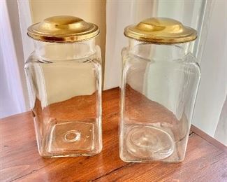 $60 Pair of vintage jars.  5" W, 5" D, 10" H. 