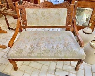 $195 Vintage East Lake style love seat.  36" W,  20" D, 32" H. 