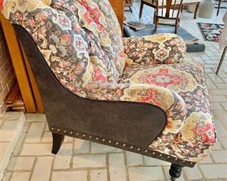 $175 Tufted, hobnailed chair (1 available).  30" W, 31" D, 35" H. 
