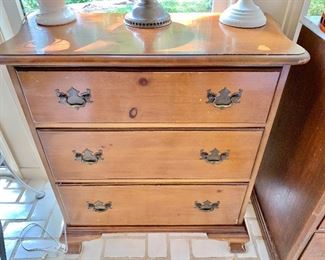 $250 Vintage pine desk.  33.5" W, 16.5" D, 38" H. 