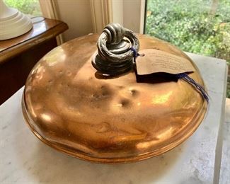 $65 Vintage copper hot water bottle.  11" diam, 6" H. 