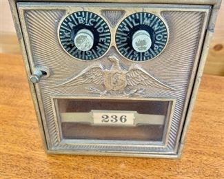 $40 Vintage safe/mailbox.  5.5" W, 3.5" D, 6.5" H. 