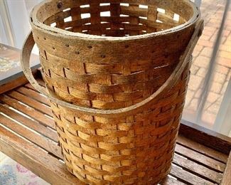 $95 Vintage basket.  12" diam, 16" H. 