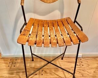 $200 Single metal/rush/wood bar stool.  18" W, 14" D, 40" H. 