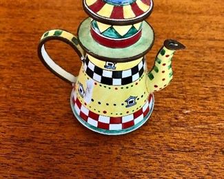 $15 whimsical miniature teapot.  2.5" diam, 4.5" H. 
