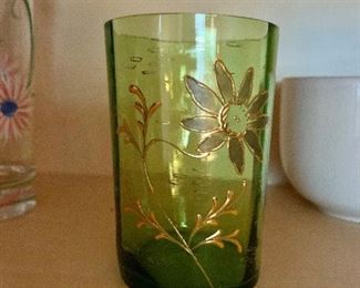 $10 Vintage glass.  3" diam, 4" H. 