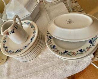 $30 set of dishes.  Small plates (10) 6" diam;  larger plates (3), 8" diam;  pitcher 3.5" H. 