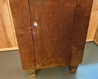 $250 Antique single door cabinet.  33" W, 13.5" D, 45" H. 