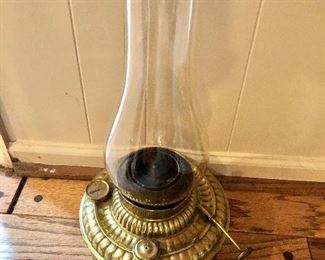 $90 Oil hurricane lamp.  18.5" H. 