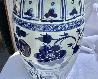 $150 EACH!  Blue and White Chinoiserie Ceramic Garden Stool 18"H x 11"D