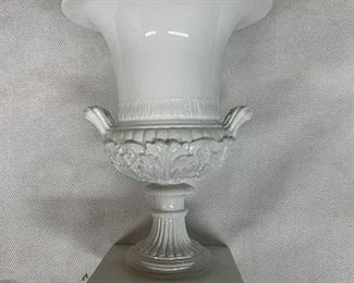 $10 each - White urn shaped vases; QTY 3 left! Approx 6" high.