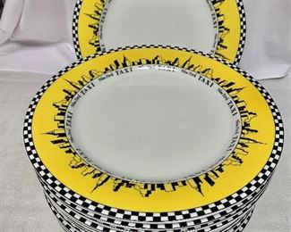 $8 each - Start spreading the news!  Studio Nova New York Taxi porcelain dinner plates; 10 3/4" diam.; QTY 14 available.