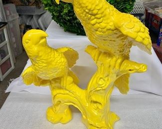 $50 EACH! Yellow Parrot ceramic figurines available, approx 16" H. 3 left! 