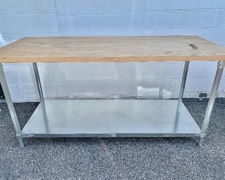 $225 EACH!! 8 LEFT!  John Boos WOOD TOP, WORK TABLE WITH GALVANIZED BASE AND ADJUSTABLE UNDERSHELF.  35.25"H x 30"D x 72"W