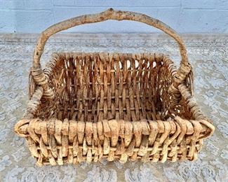 $120 Large twig basket with handle. 21.5"H x 21.5"D x 24.5"W