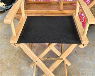$75 Tall Director chair with black seat and back.   45.75"H x 21"W x 16"D