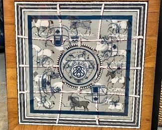 $895 Framed Hermes scarf #2-  39.5"W x 39.5"H
