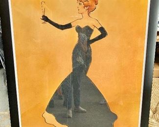 $495 "Champagne" signed by Vince McIndoe  and numbered lithograph 4/250. Minor nicks on frame.  63.5"H x 44.5"W 