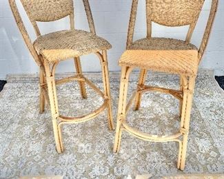 $150 EACH!!  12 AVAILABLE!!  SIKA DESIGNS rattan bar stools  47"H x 20"W x 22.5"D; seat height 30".