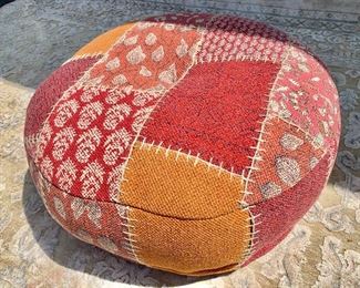 $50 Patchwork pouf. 12"H x 25"D