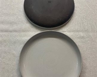 $8 each! CB2 glazed, clay plates  - 12"D - 40 available!