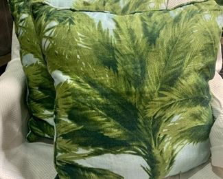 $40 pair of green fern poly filled pillows. 20"H x 20"W - 1 pair available