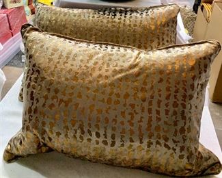 $40 Pair of gold metallic animal print, feather and down filled pillows.  24"W x 16"H 