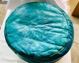 $60 Blue leather poof