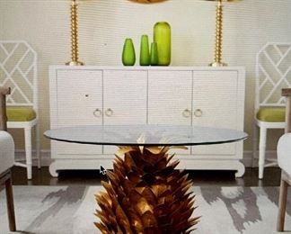 $595 EACH - 2 AVAILABLE!  Bungalow Pineapple side tables 29.5" D,  20" H