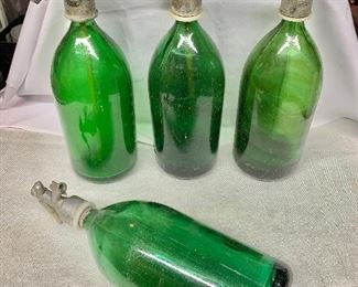 $20 each - Green vintage seltzer bottles
