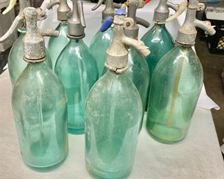 $20 each - Blue vintage seltzer bottles