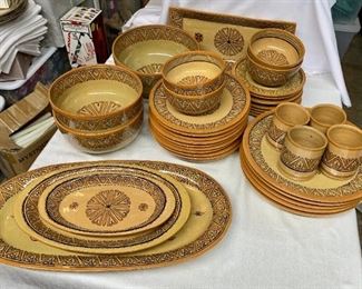 Set of signed Moroccan ceramic dinnerware