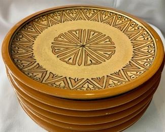 $108 for set - 7” moroccan ceramic bread plates, signed