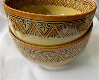 $30 each - Moroccan ceramic serving bowls x 2 - 8"D x 4"H