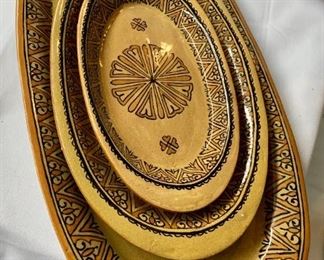 $120 for set - Set of 3 Moroccan serving trays -10”, 13”, 19” long

